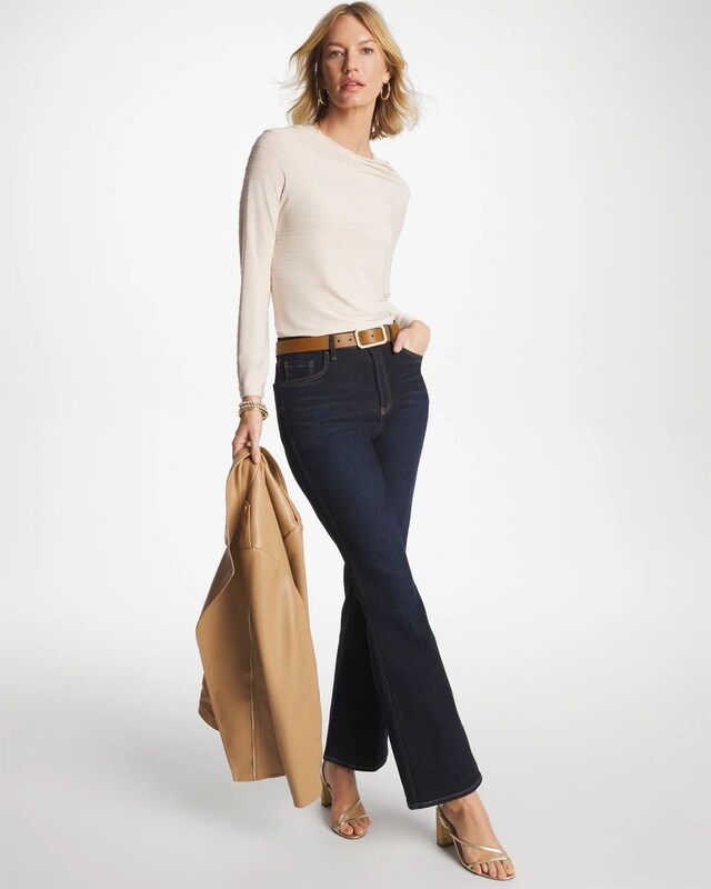 Textured Long Sleeve Cowlneck Tee - image 2